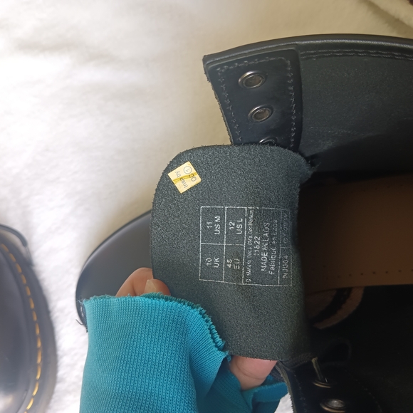 Dr. Martens used black ankle boots Sleek Black Lace-Up Combat Boots - Picture 6 of 10